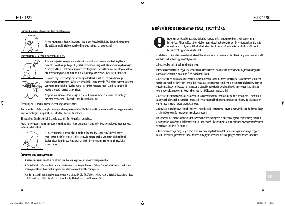 A készülék karbantartása, tisztítása, Hclr-1220 | Dyras HCLR-1220 User Manual | Page 30 / 31