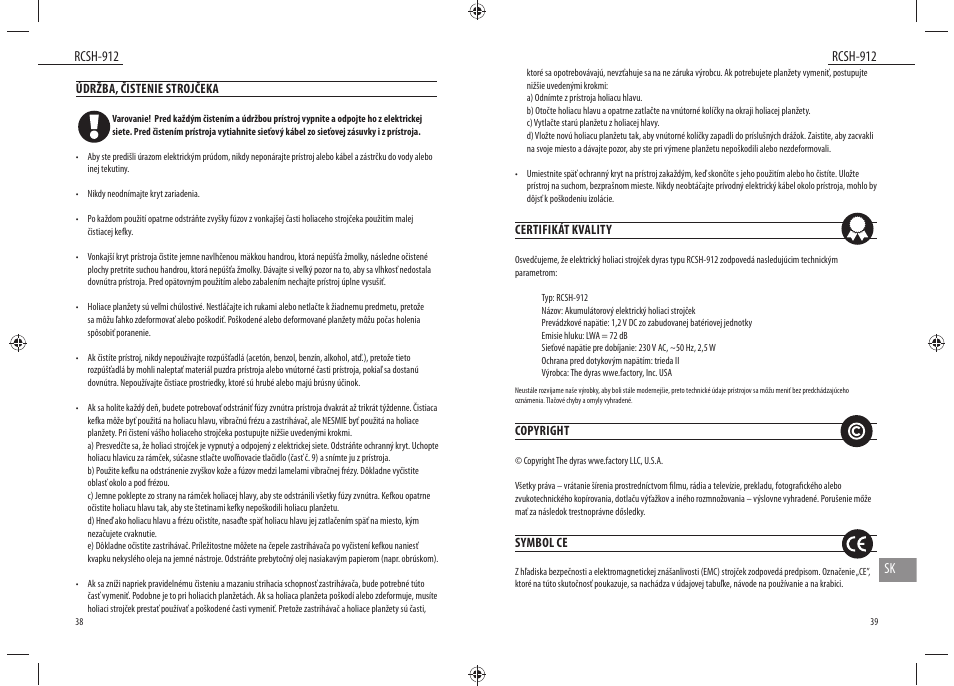 Dyras RCSH-912 User Manual | Page 20 / 27