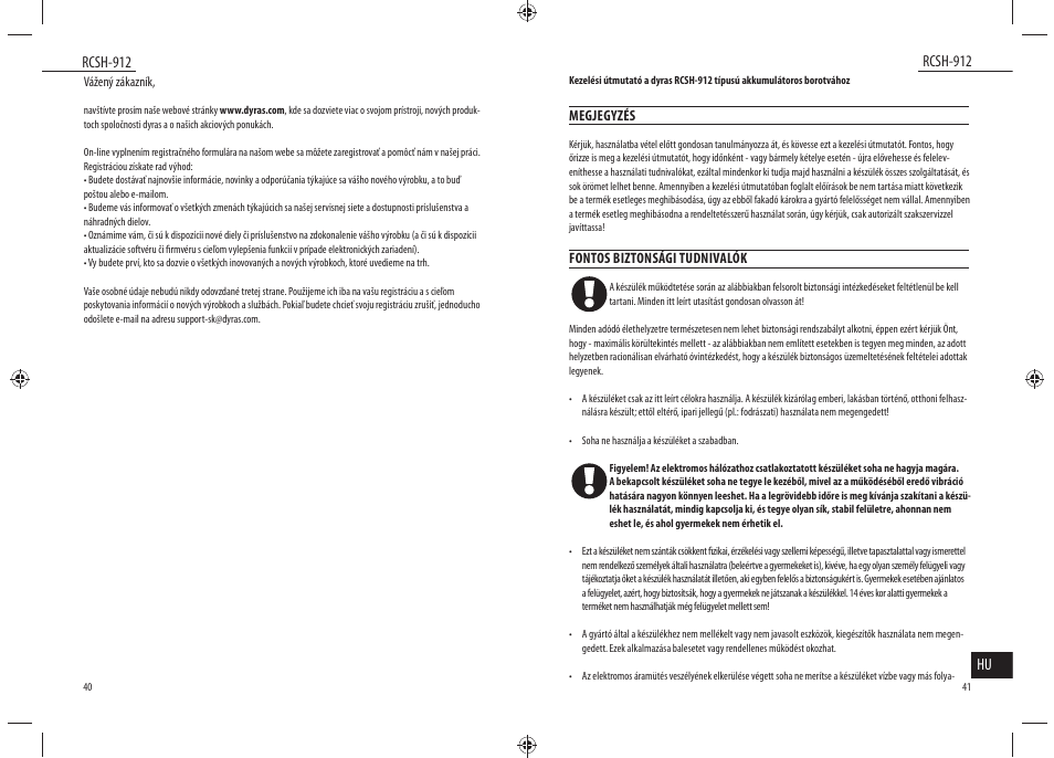Dyras RCSH-912 User Manual | Page 21 / 27