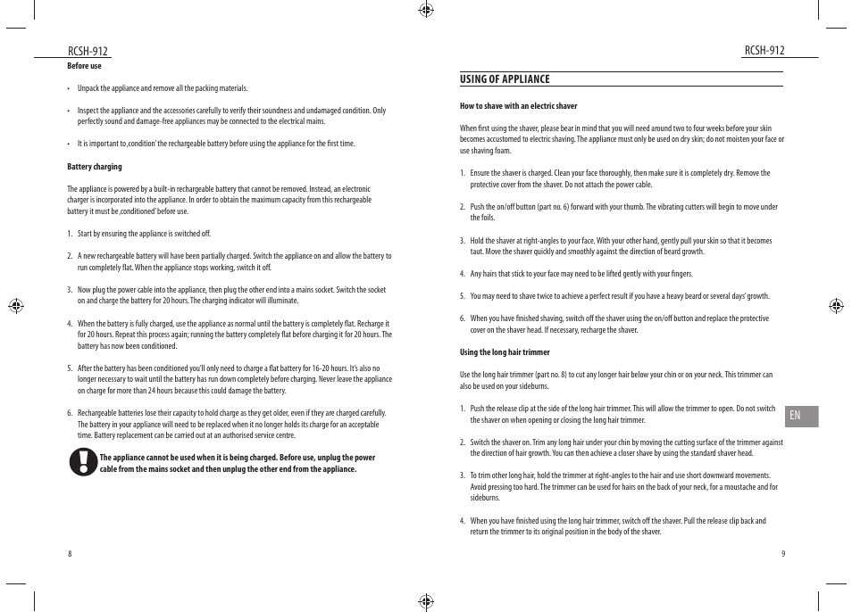 Dyras RCSH-912 User Manual | Page 5 / 27