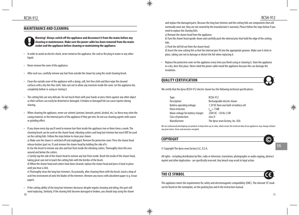Dyras RCSH-912 User Manual | Page 6 / 27