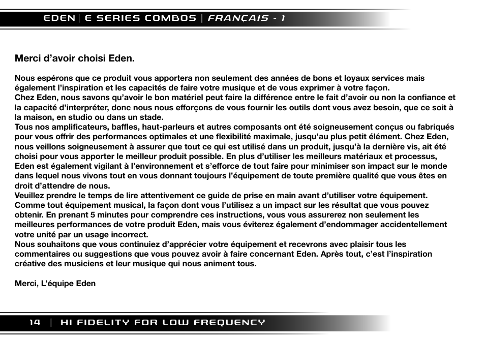 Eden EC210 User Manual | Page 14 / 72