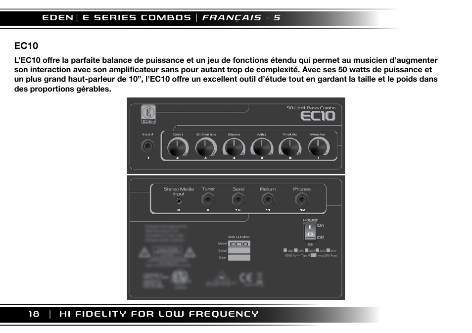 Ec10 | Eden EC210 User Manual | Page 18 / 72