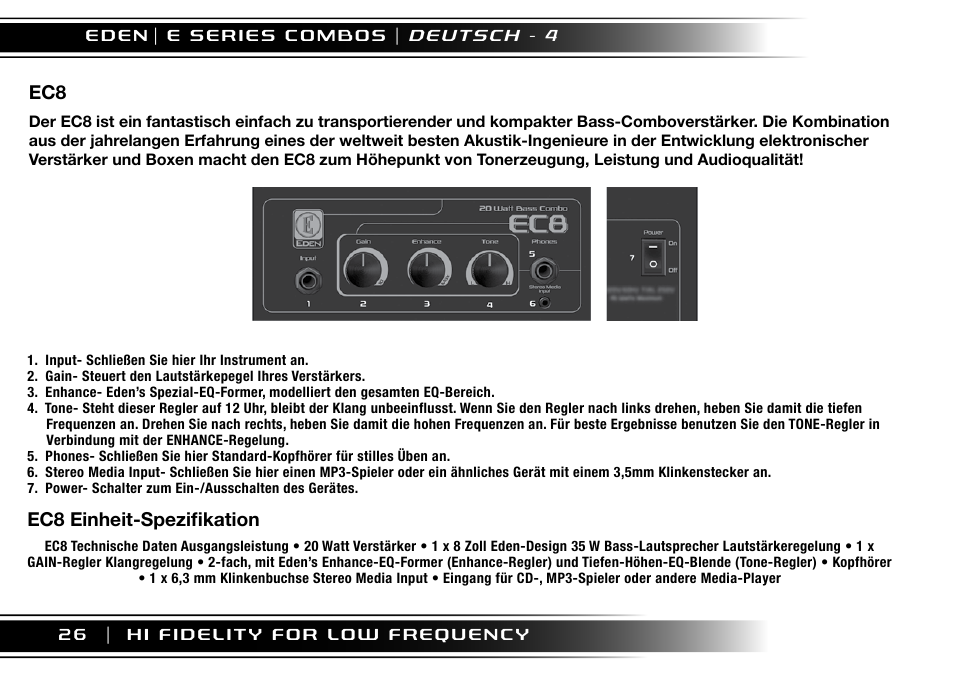 Ec8 einheit-spezifikation | Eden EC210 User Manual | Page 26 / 72