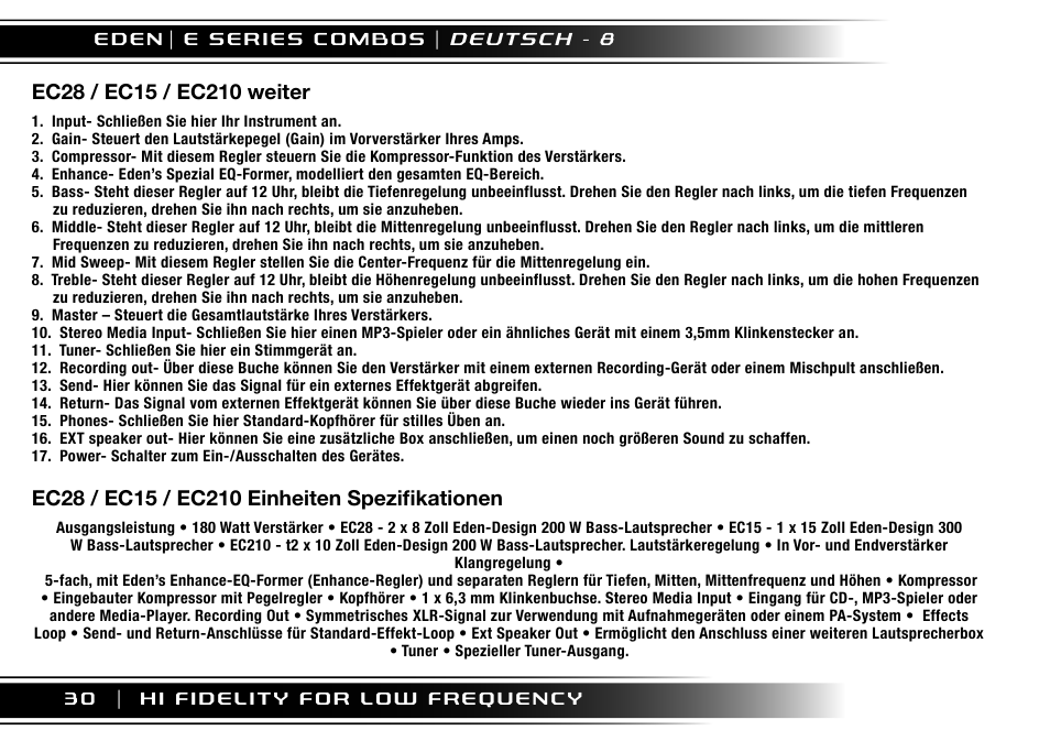 Eden EC210 User Manual | Page 30 / 72