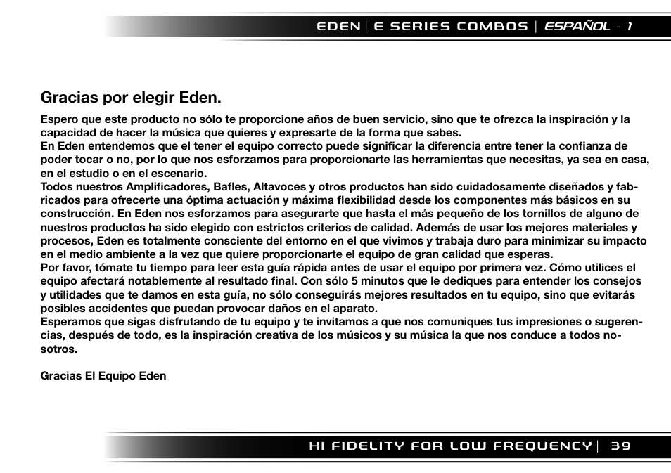 Gracias por elegir eden | Eden EC210 User Manual | Page 39 / 72