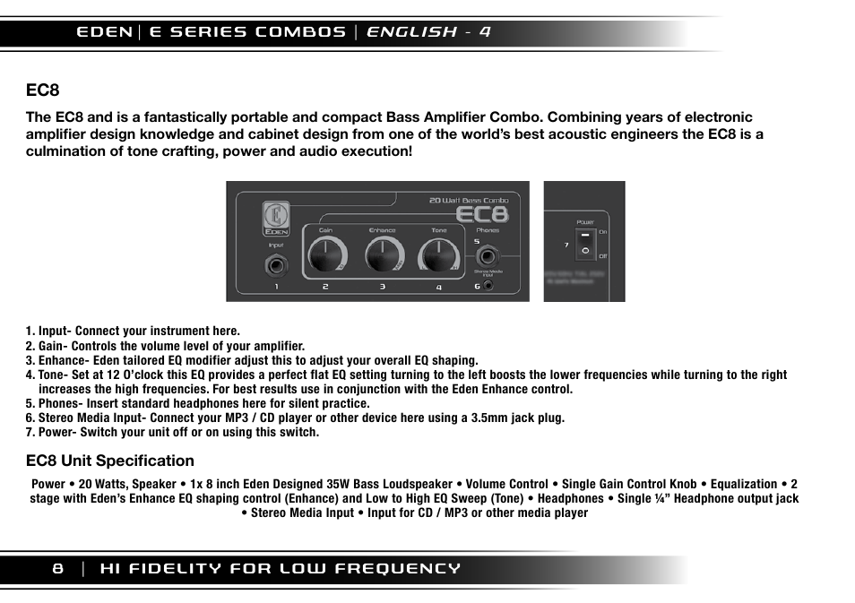 Eden EC210 User Manual | Page 8 / 72