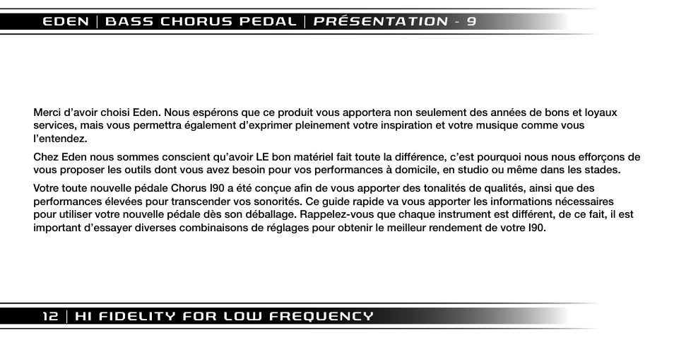 Eden I90 Pedal User Manual | Page 12 / 28