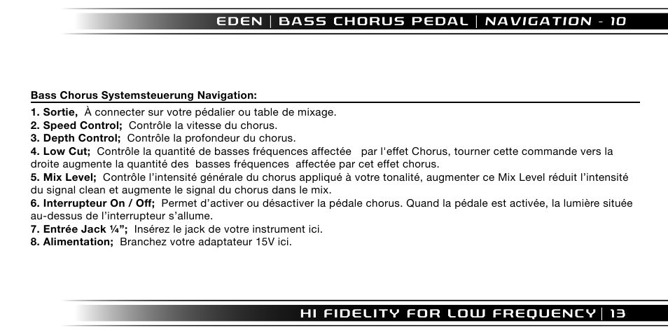 Eden I90 Pedal User Manual | Page 13 / 28