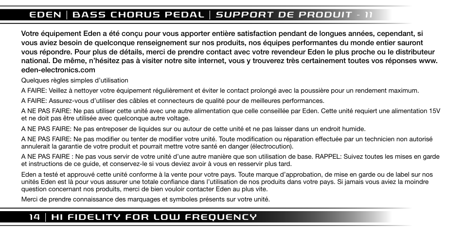 Eden I90 Pedal User Manual | Page 14 / 28