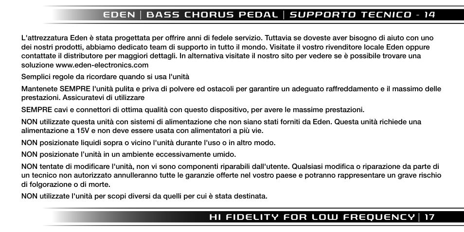 Eden I90 Pedal User Manual | Page 17 / 28