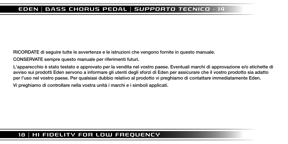 Eden I90 Pedal User Manual | Page 18 / 28