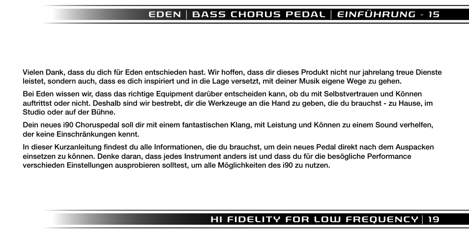 Eden I90 Pedal User Manual | Page 19 / 28