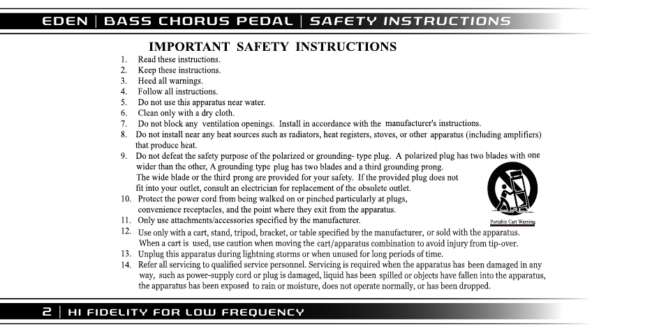 Eden I90 Pedal User Manual | Page 2 / 28