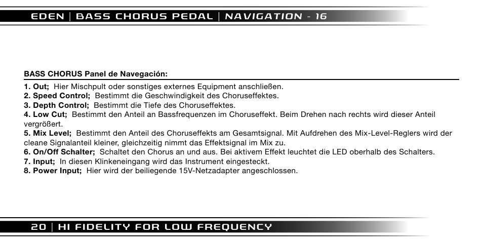 Eden I90 Pedal User Manual | Page 20 / 28