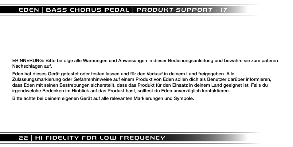 Eden I90 Pedal User Manual | Page 22 / 28