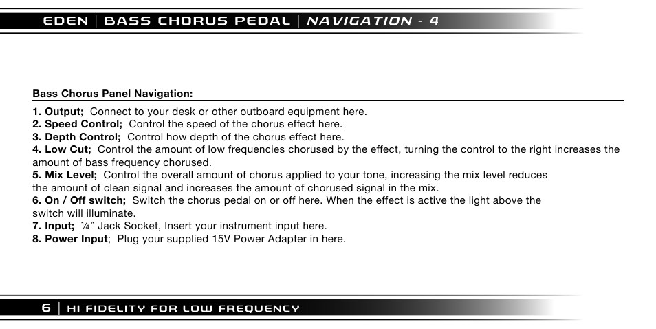 Eden I90 Pedal User Manual | Page 6 / 28