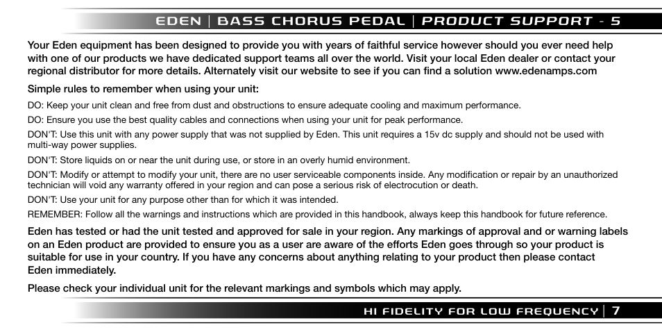 Eden I90 Pedal User Manual | Page 7 / 28