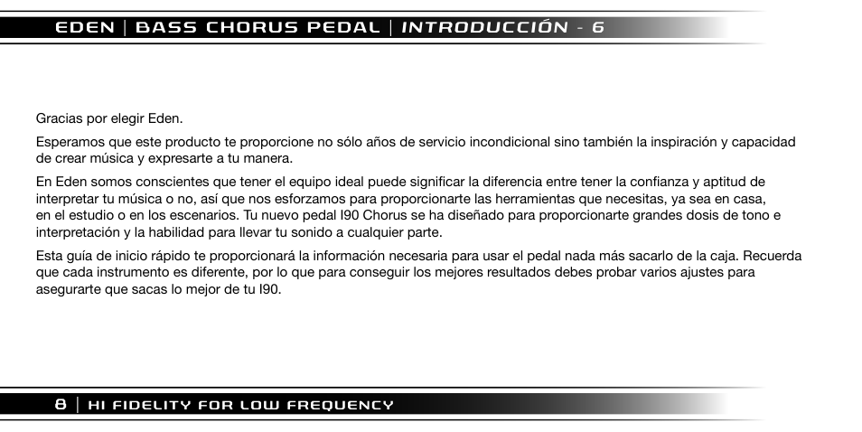 Eden I90 Pedal User Manual | Page 8 / 28