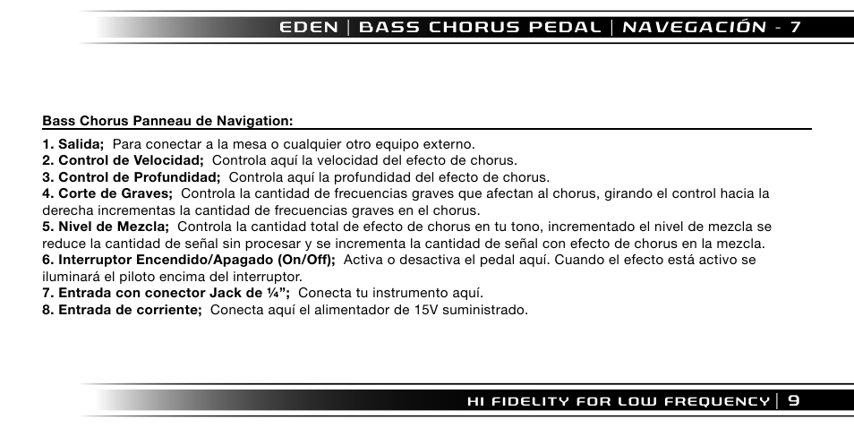 Eden I90 Pedal User Manual | Page 9 / 28