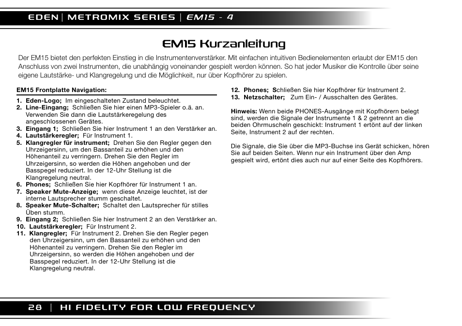 Em15 kurzanleitung | Eden EM275 User Manual | Page 28 / 44