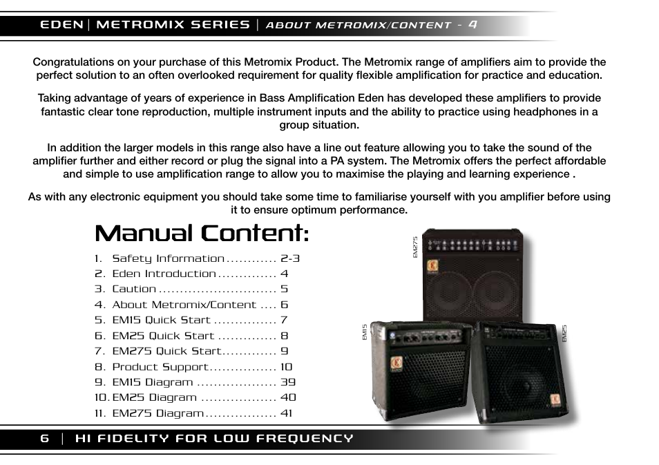 Manual content | Eden EM275 User Manual | Page 6 / 44