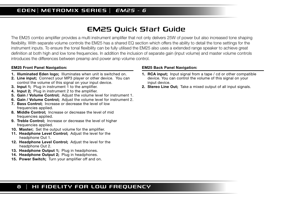 Em25 quick start guide | Eden EM275 User Manual | Page 8 / 44