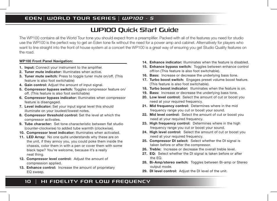 Wp100 quick start guide | Eden WT800 User Manual | Page 10 / 68