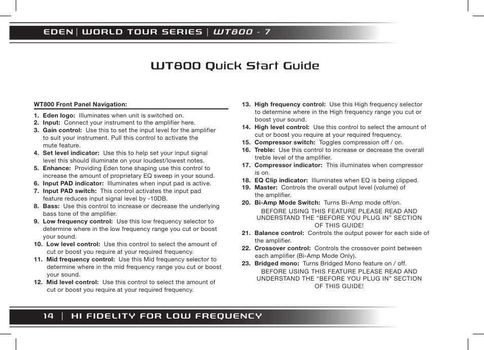 Wt800 quick start guide, W t 8 0 0 - 7 | Eden WT800 User Manual | Page 14 / 68