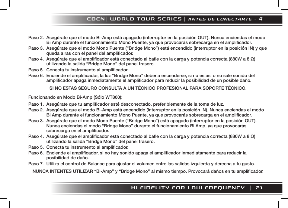 Eden WT800 User Manual | Page 21 / 68