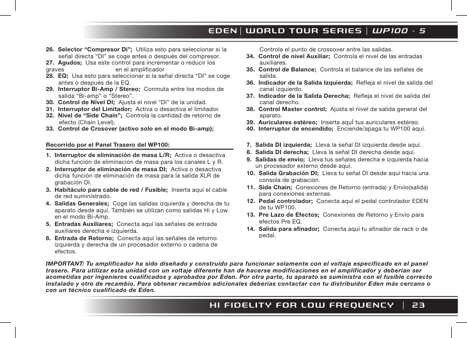 W p 1 0 0 - 5 | Eden WT800 User Manual | Page 23 / 68