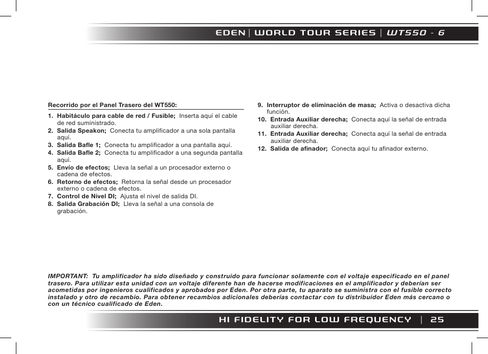 W t 5 5 0 - 6 | Eden WT800 User Manual | Page 25 / 68