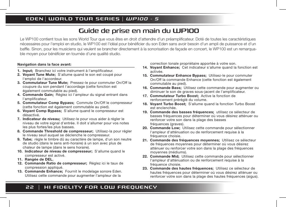 Guide de prise en main du wp100, W p 1 0 0 - 5 | Eden WT800 User Manual | Page 34 / 68