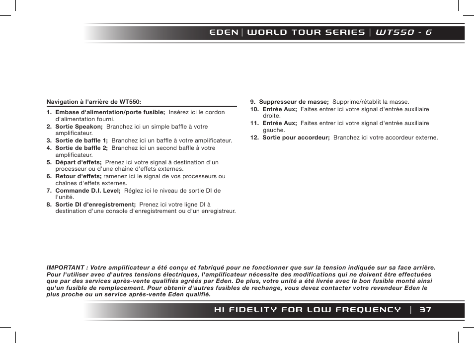 W t 5 5 0 - 6 | Eden WT800 User Manual | Page 37 / 68