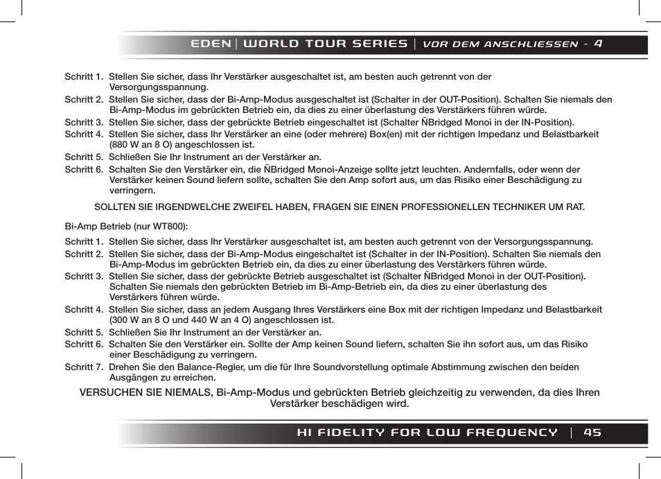 Eden WT800 User Manual | Page 45 / 68