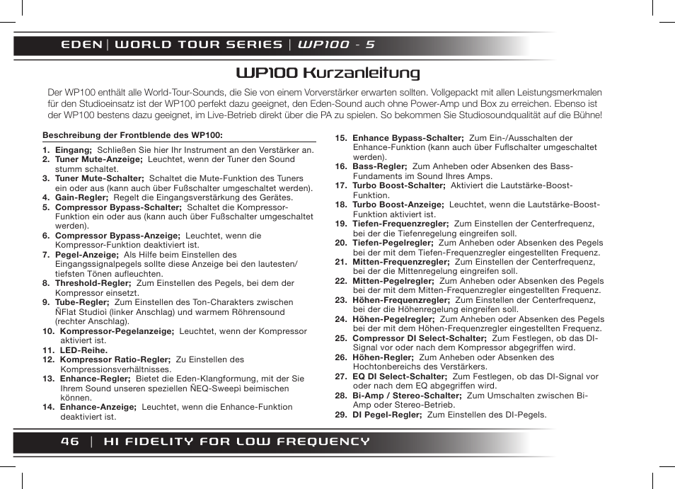 Wp100 kurzanleitung, W p 1 0 0 - 5 | Eden WT800 User Manual | Page 46 / 68