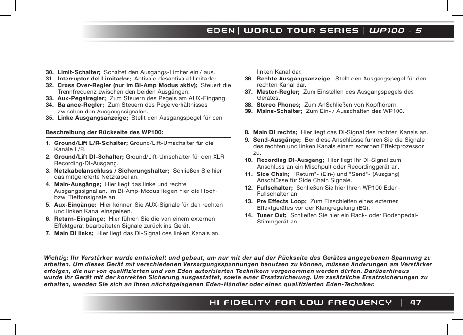 W p 1 0 0 - 5 | Eden WT800 User Manual | Page 47 / 68