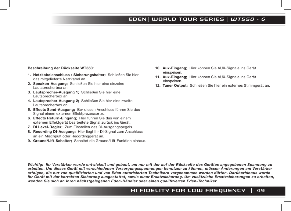 W t 5 5 0 - 6 | Eden WT800 User Manual | Page 49 / 68