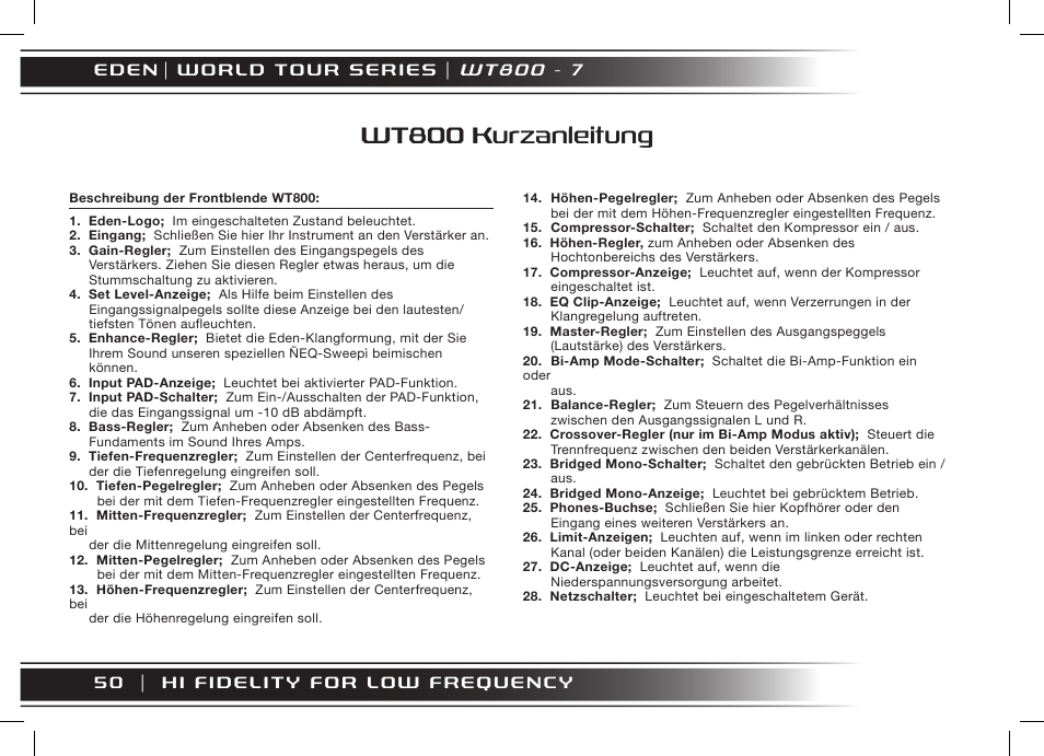 Wt800 kurzanleitung, W t 8 0 0 - 7 | Eden WT800 User Manual | Page 50 / 68