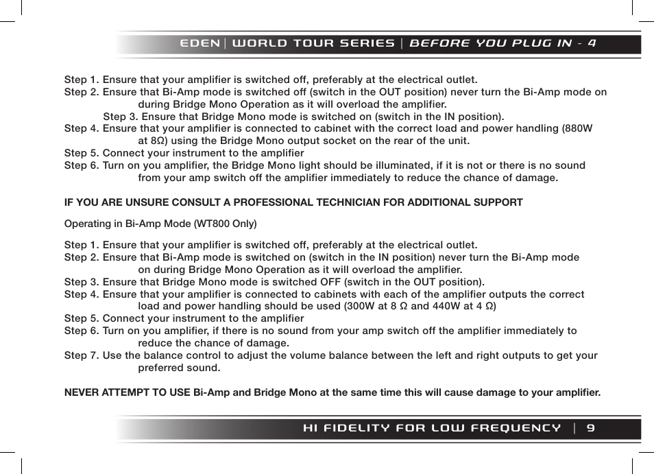Eden WT800 User Manual | Page 9 / 68