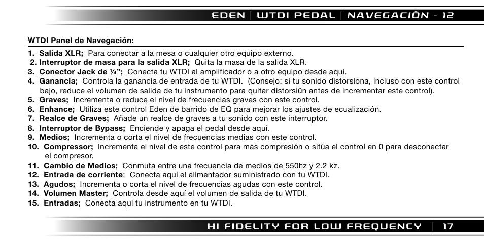 Eden WTDI Pedal User Manual | Page 17 / 24