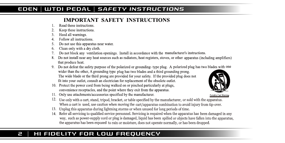 Eden WTDI Pedal User Manual | Page 2 / 24