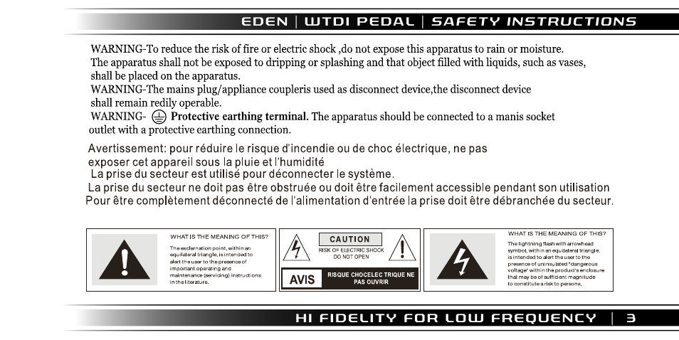 Eden WTDI Pedal User Manual | Page 3 / 24