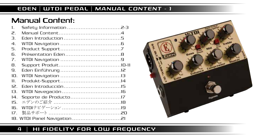 Manual content | Eden WTDI Pedal User Manual | Page 4 / 24