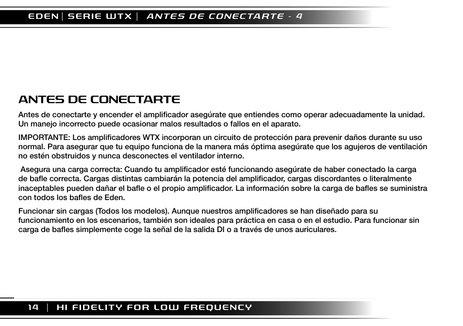 Antes de conectarte | Eden WTX500 User Manual | Page 14 / 44
