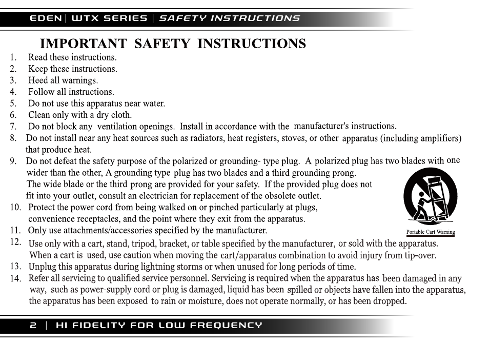 Eden WTX500 User Manual | Page 2 / 44