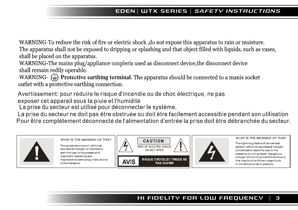 Eden WTX500 User Manual | Page 3 / 44