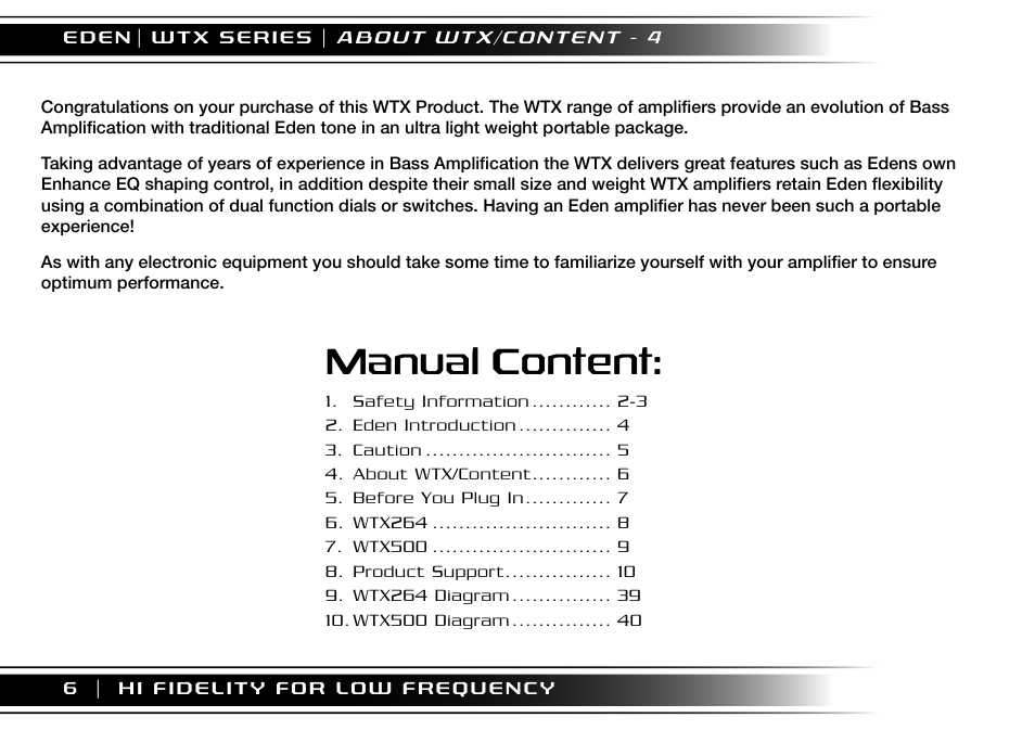 Manual content | Eden WTX500 User Manual | Page 6 / 44
