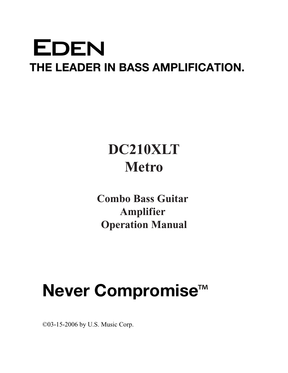 Eden DC-210XLT Metro User Manual | 20 pages