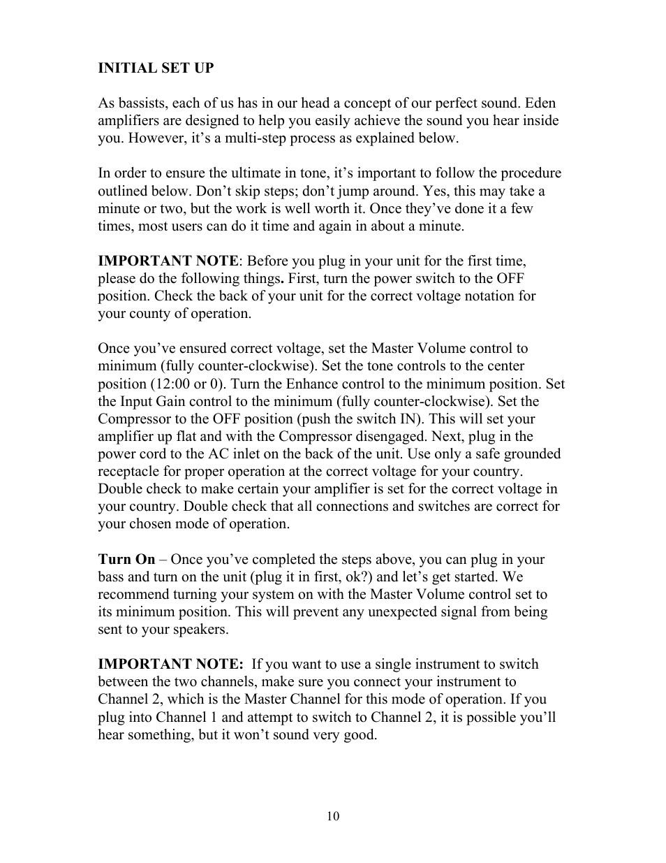 Eden DC-210XLT Metro User Manual | Page 10 / 20